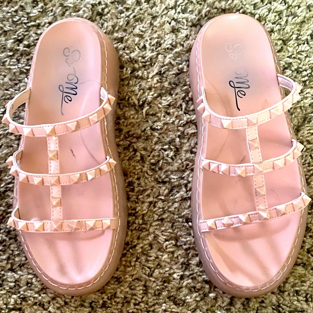 Rose Colored Stud Sandals